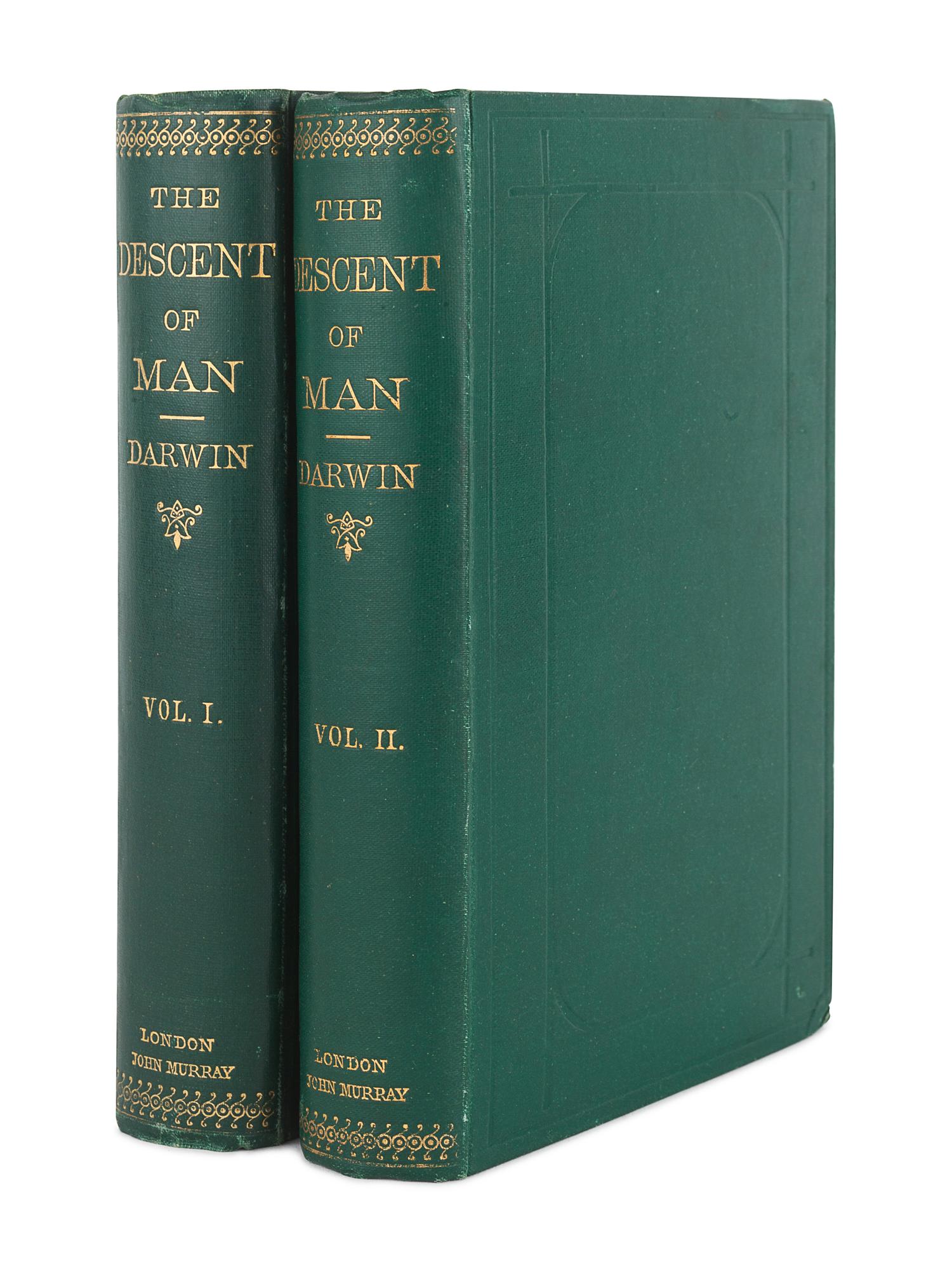 DARWIN, Charles (1809-1882). The Descent of Man, and Selection in Relation to Sex . London: John Murray, 1871.