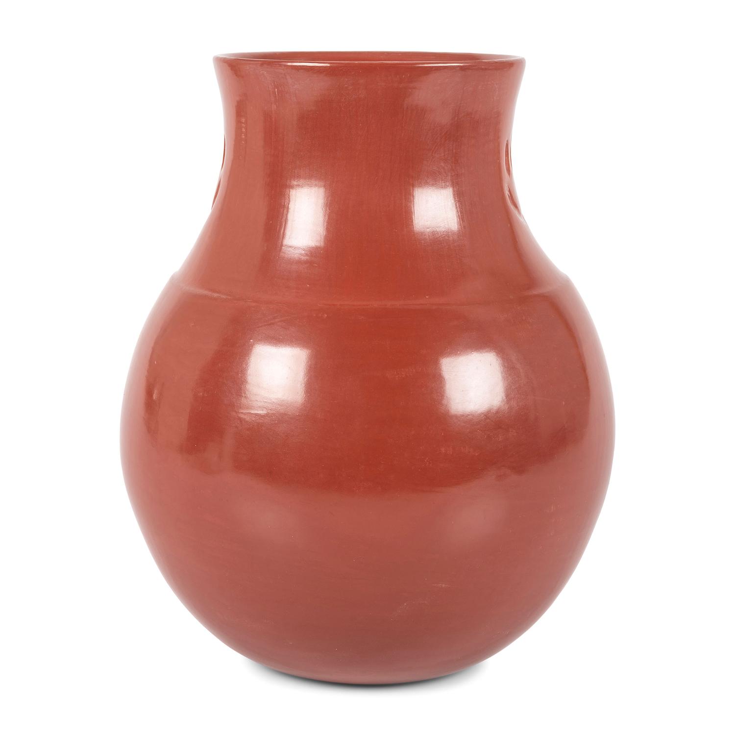 Polished Redware Pottery Jar, with Two Incised Bear Paws