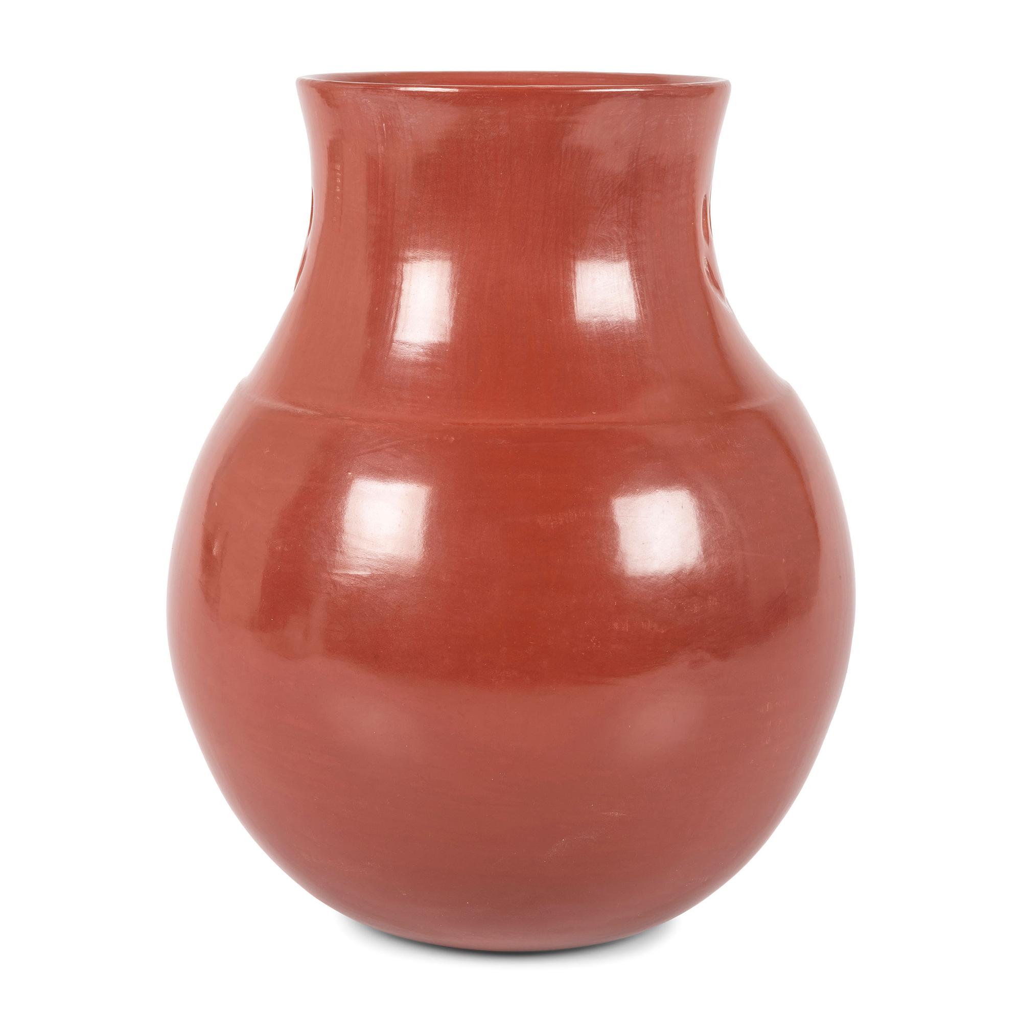 Polished Redware Pottery Jar, with Two Incised Bear Paws