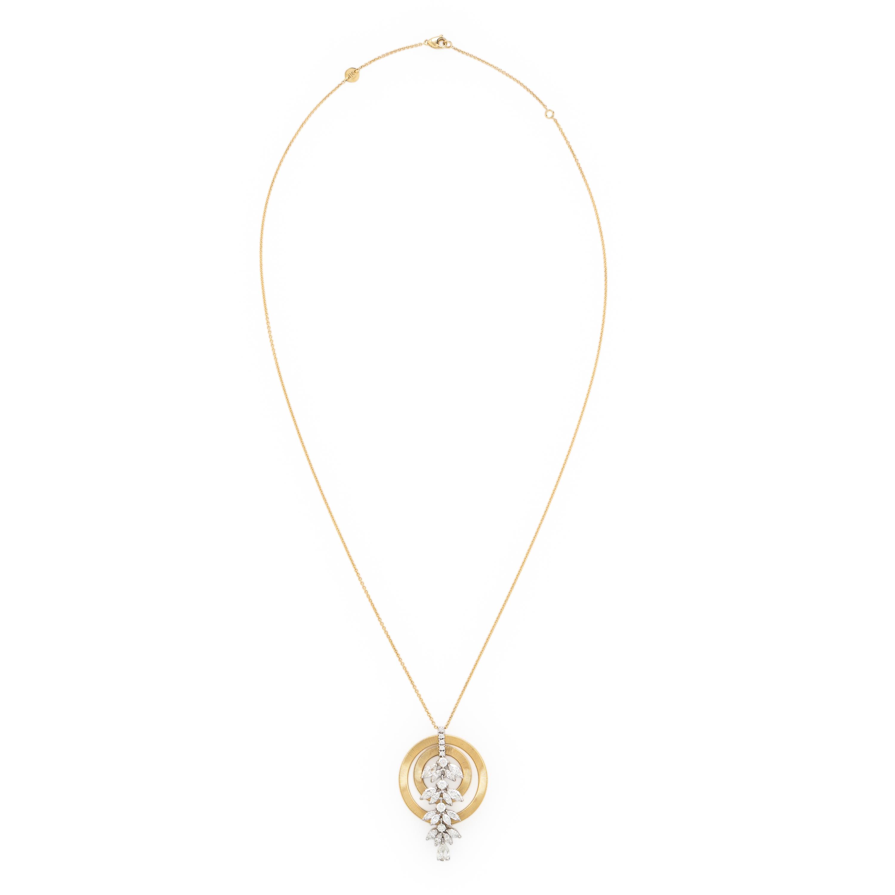 Marco Bicego, Diamond and Yellow Gold Pendant Necklace
