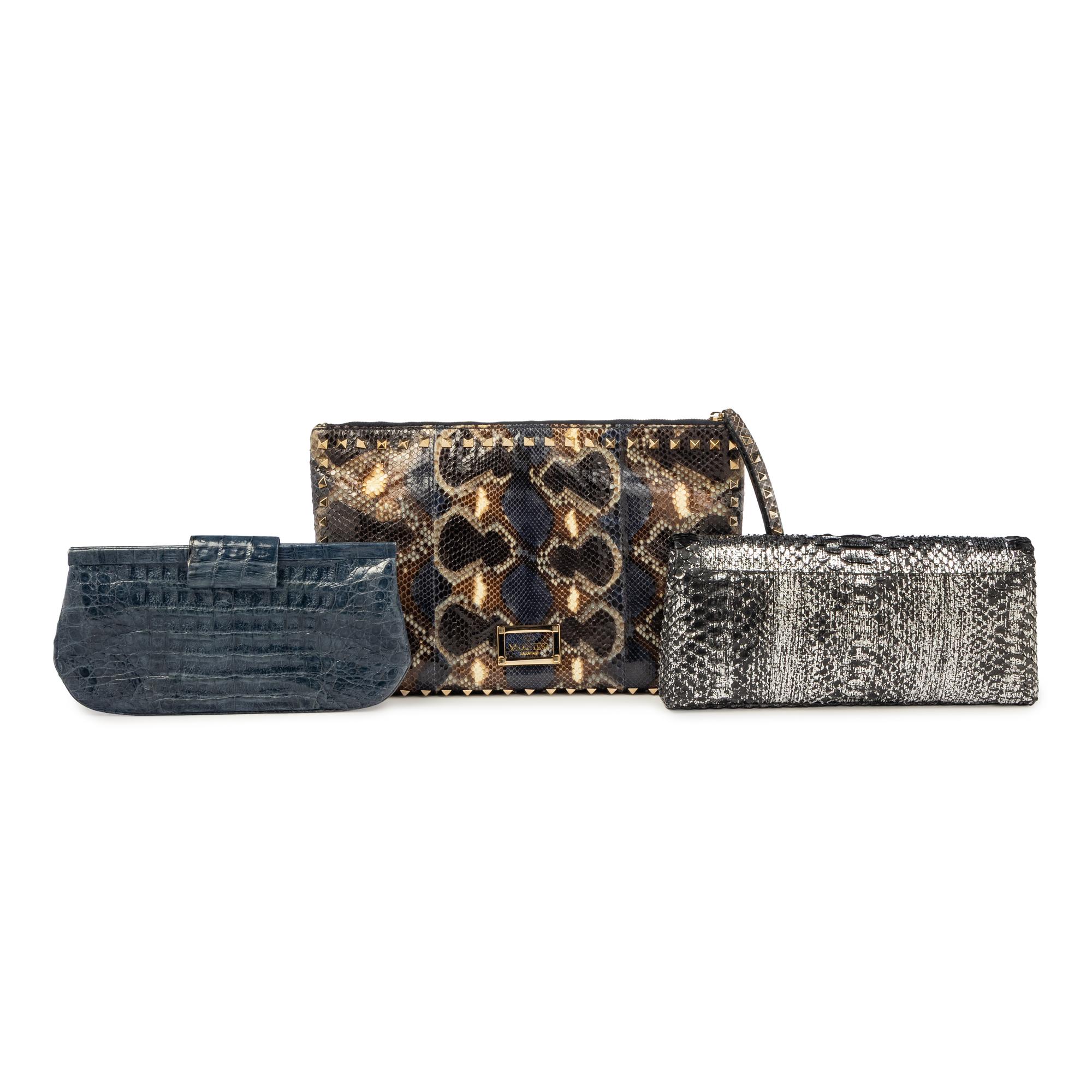 NANCY GONZALEZ & VALENTINO, THREE EXOTIC SKIN BAGS