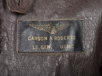 [MILITARIA]. Lt. General Carson A. Roberts (1905-1983) G-1 military flight jacket with Fleet Marine Force, Pacific squadron patch.