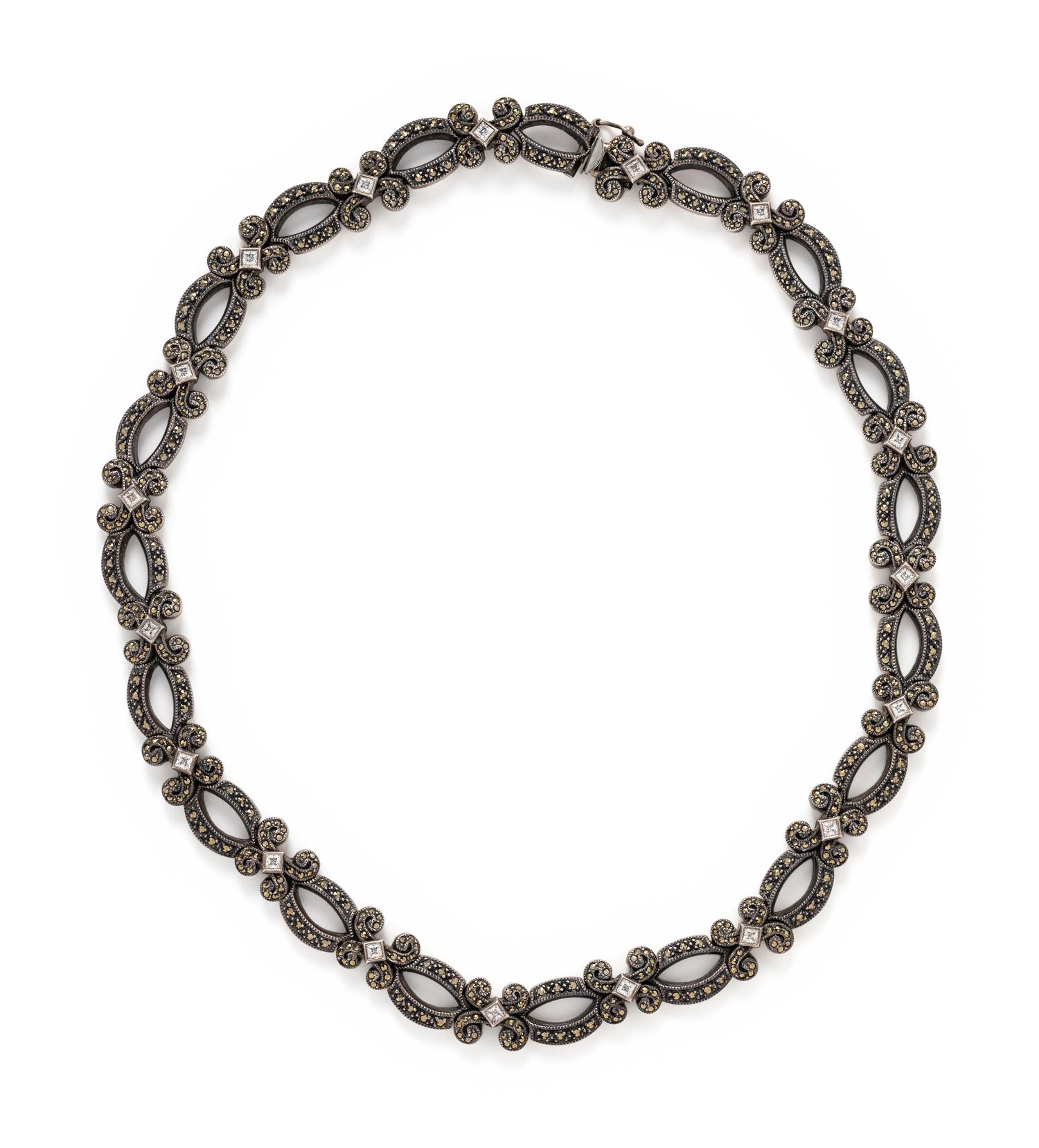 COLLECTION OF MARCASITE JEWELRY WITH MONOGRAMMED PIN