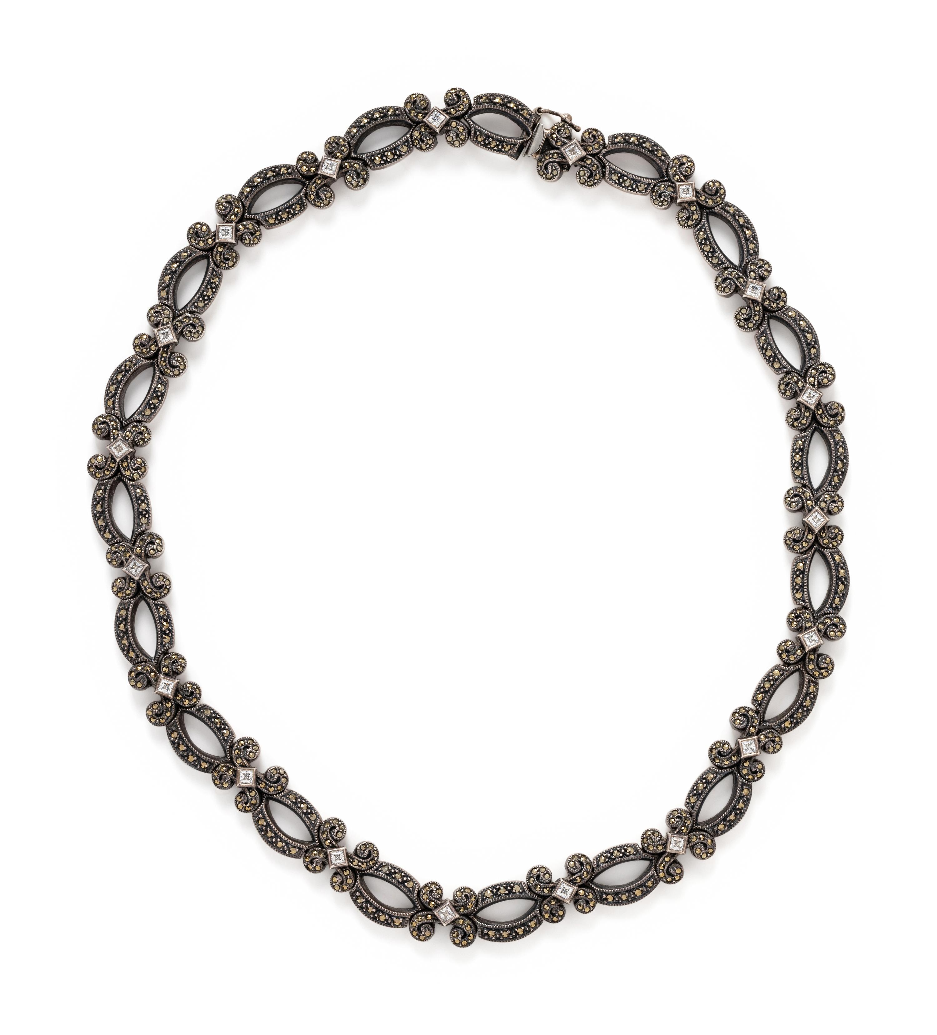 COLLECTION OF MARCASITE JEWELRY WITH MONOGRAMMED PIN