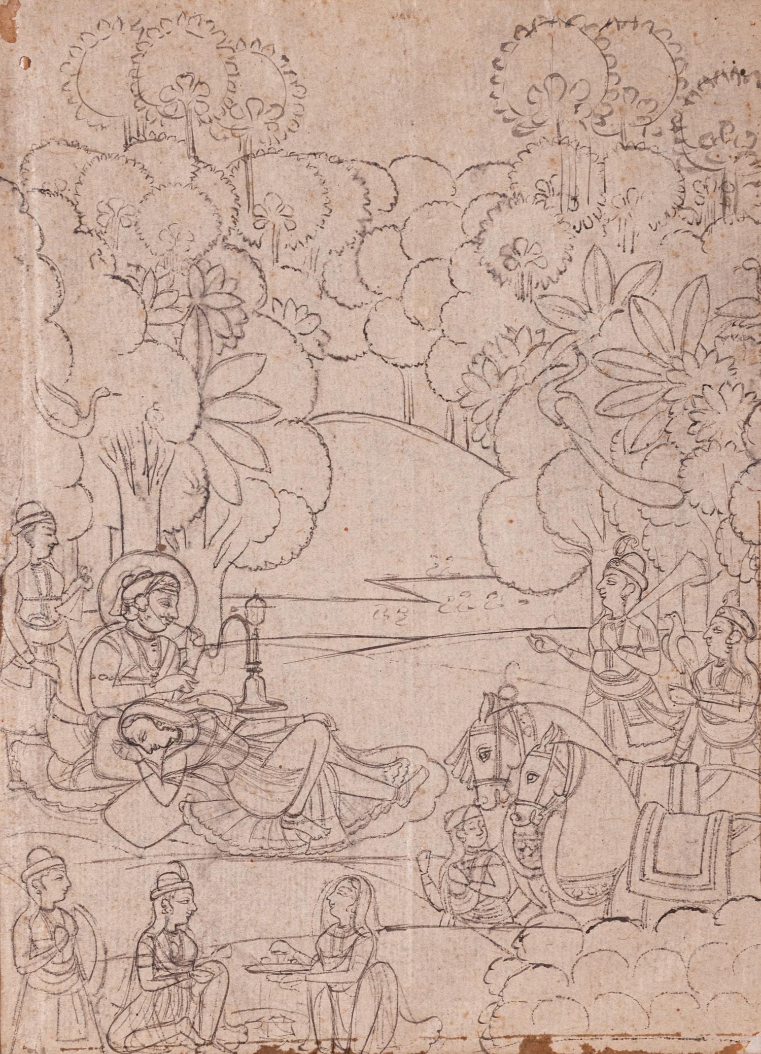 Four Indian Miniature Drawings