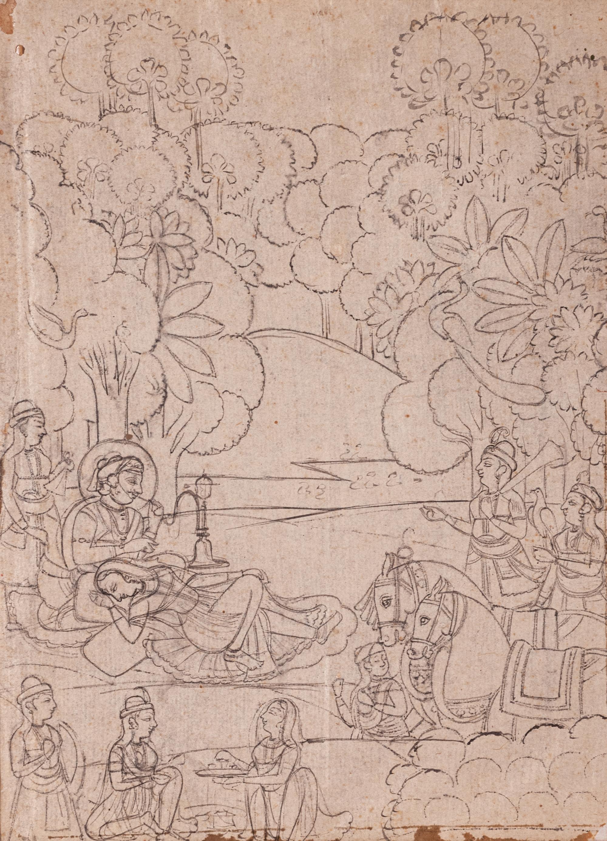 Four Indian Miniature Drawings