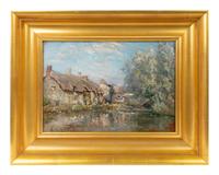 Two Works; Barbizon scene of sheep in a landscape and Sutton Poyntz