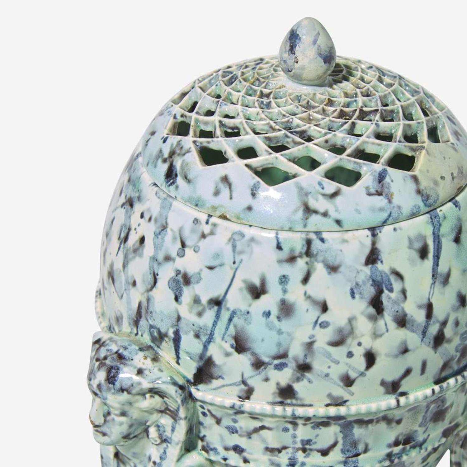 A Wedgwood Majolica Egyptian Revival Pastille Burner UK, 1860s