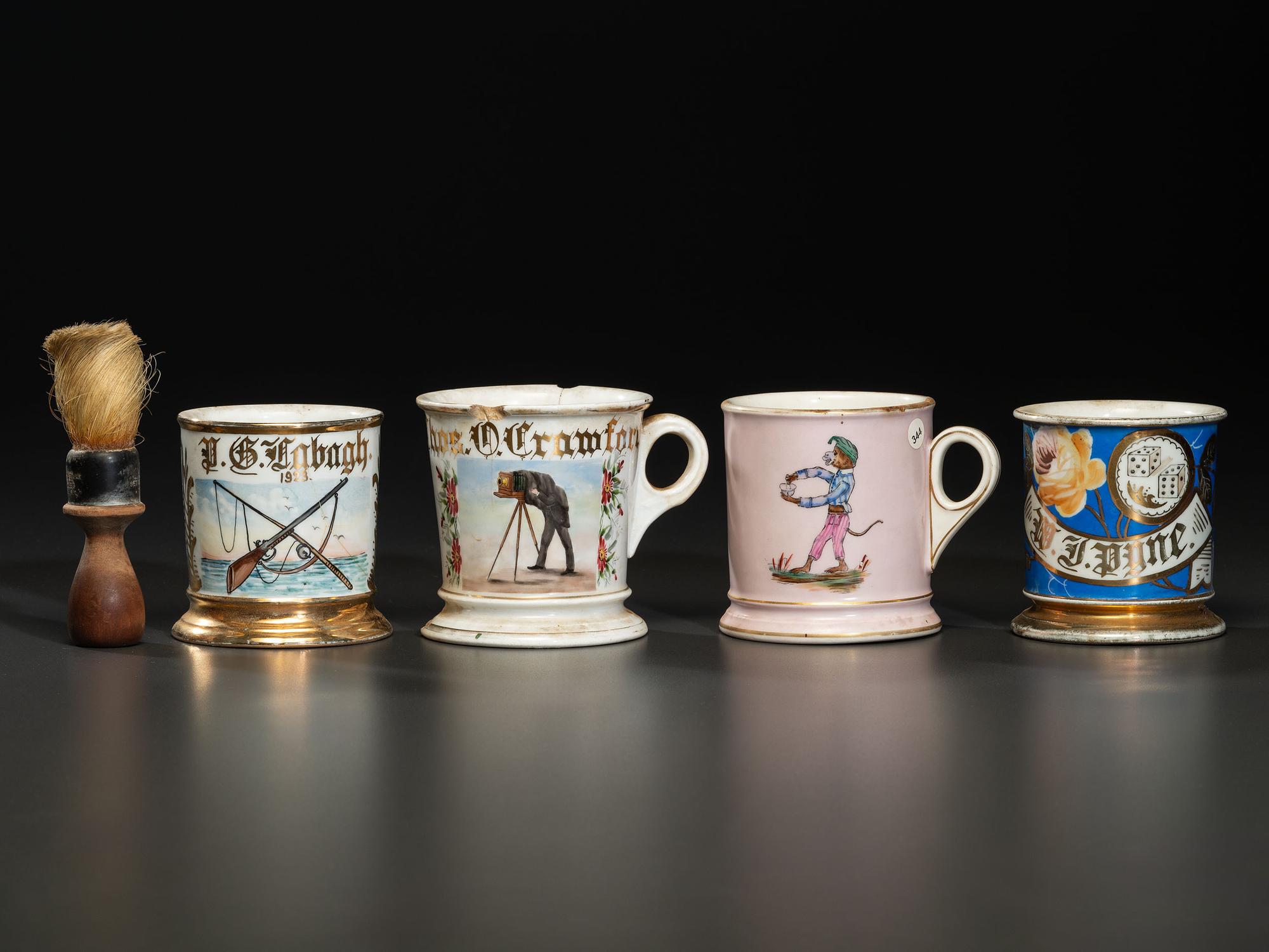 Four Porcelain Shaving Mugs