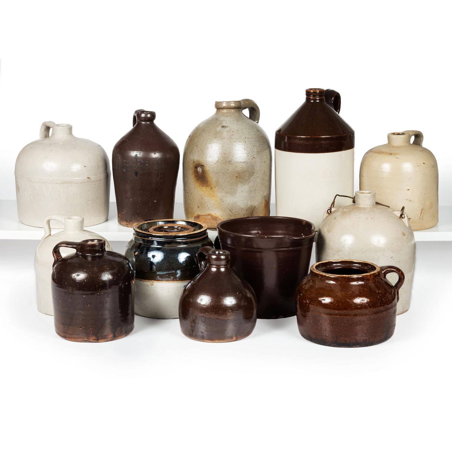 Twelve Stoneware Jugs and Pitchers