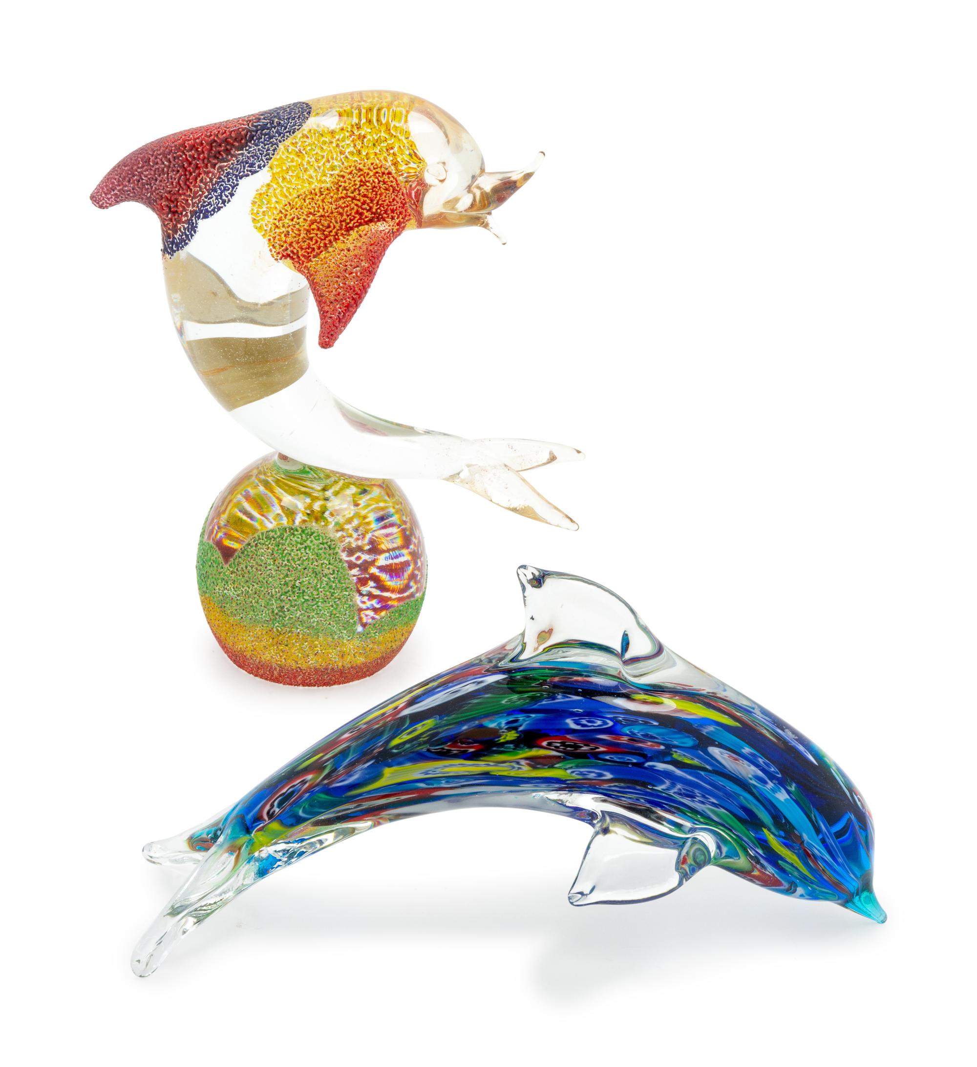 Two Murano Style Glass Dolphins — 20TH CENTURY