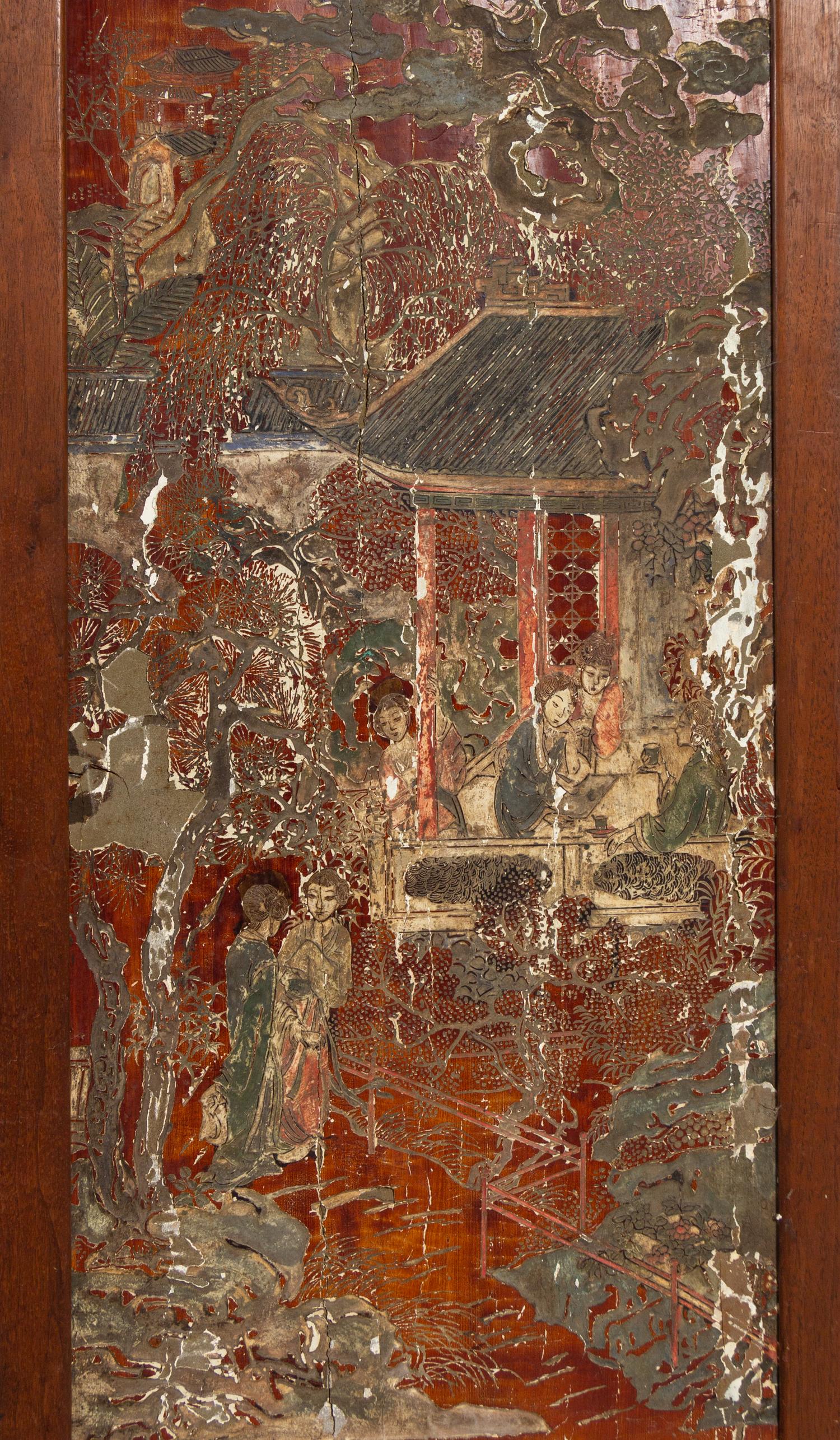 A Chinese Lacquer Six-Panel Floor Screen