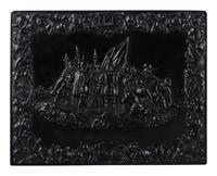 [EARLY PHOTOG.]. Landing of Columbus . Rare whole plate Union case containing ambrotype of a family.