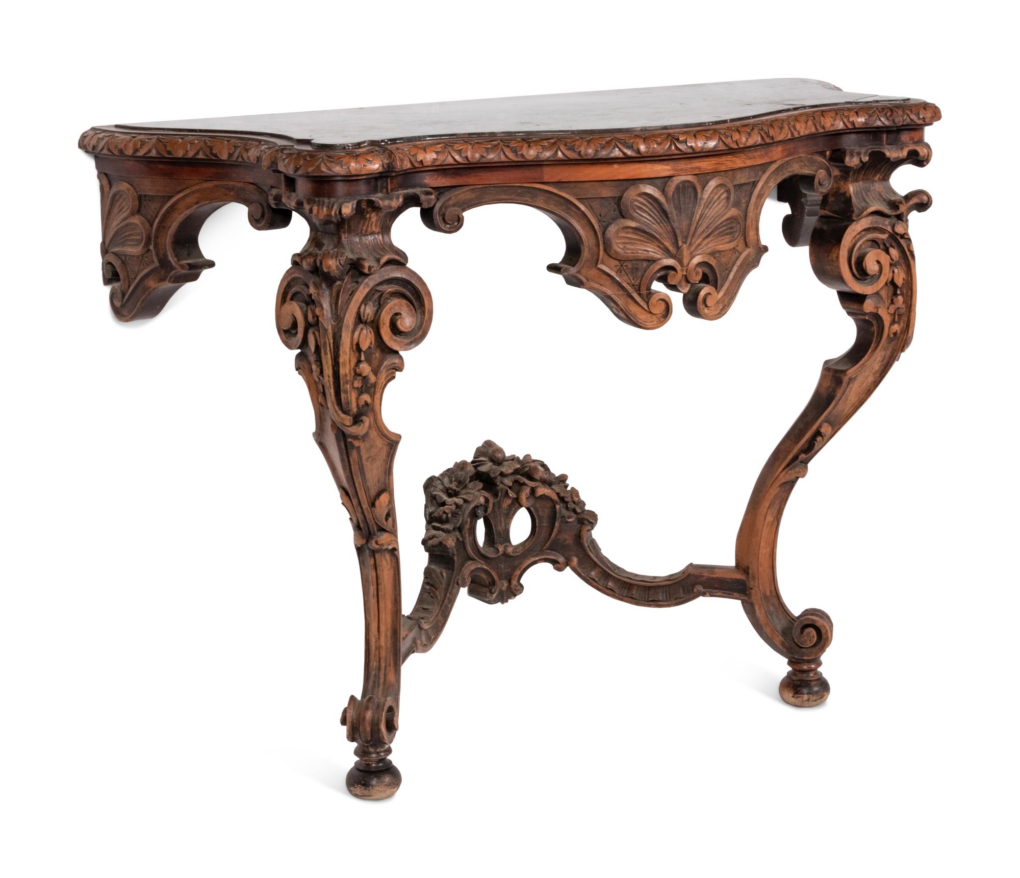 An Italian Baroque Style Console Table and Mirror