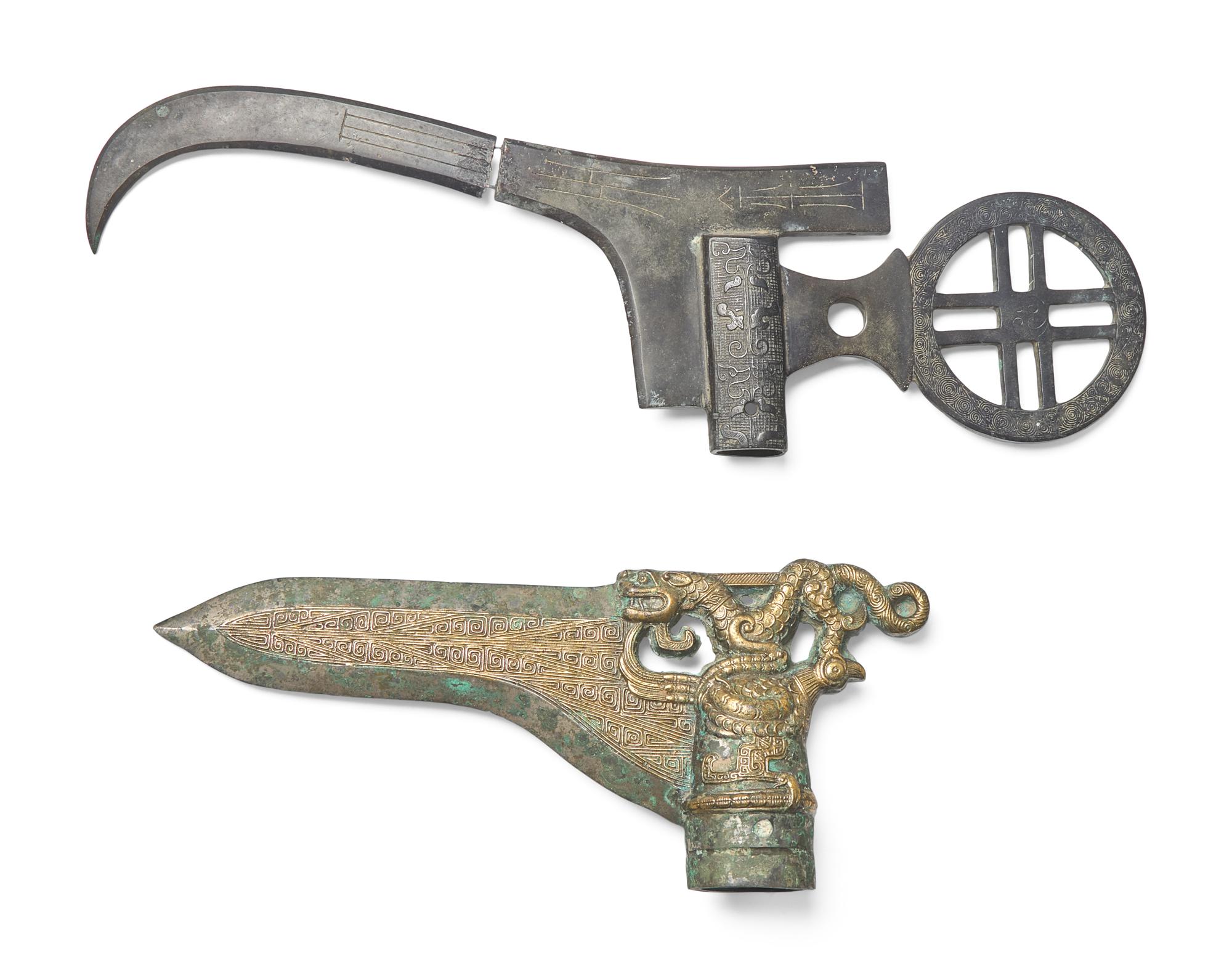 Two Chinese Bronze Archaistic Ge