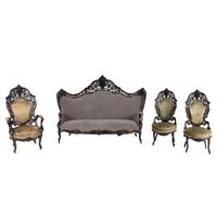 A Renaissance Revival Rosewood Four-Piece Seating Suite