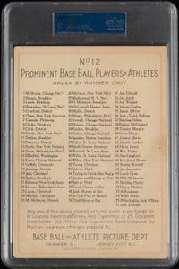 A 1911 T3 Turkey Red Cabinets Wild Bill Donovan Baseball Card (PSA 3.5 VG+) Checklist Back