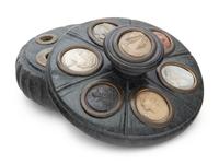 A Grand Tour Intaglio-Inset Marble Inkwell and Cover