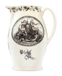 A Liverpool Creamware 'John Adams' Pitcher