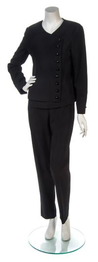 A Chanel Black Wool Pant Ensemble, Jacket size 42, pant size 42.