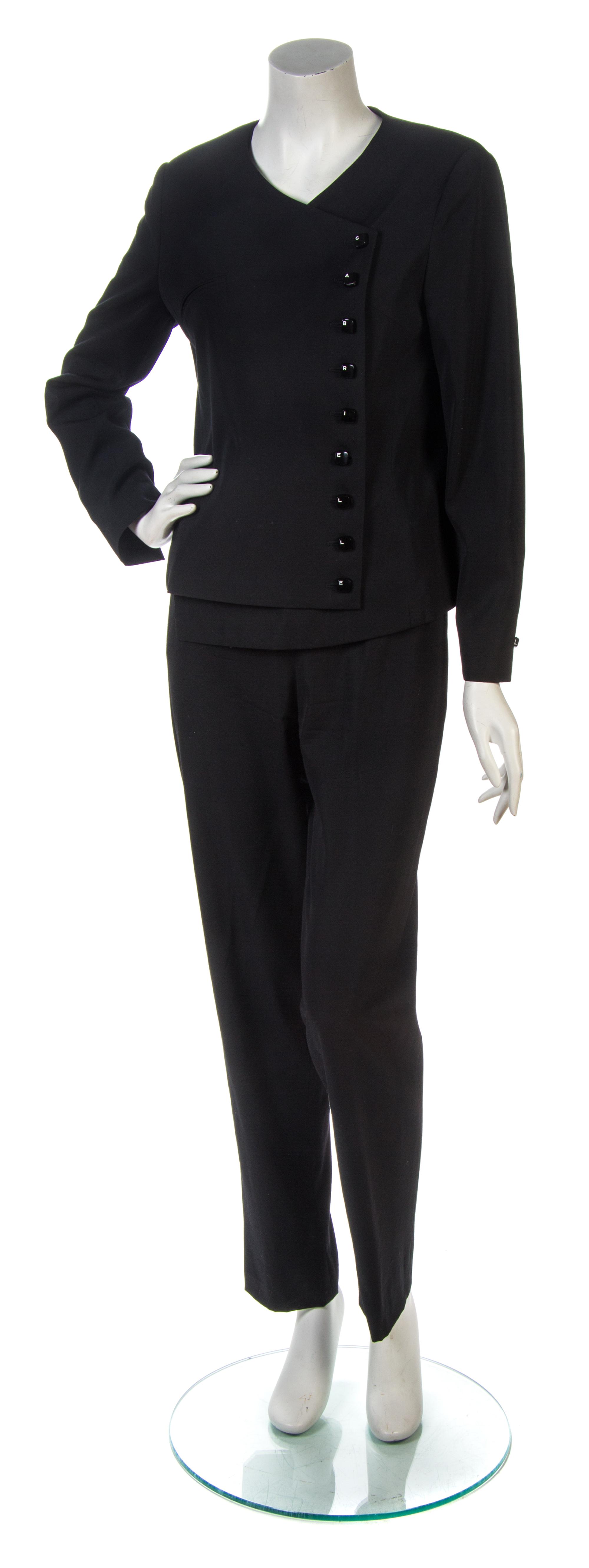 A Chanel Black Wool Pant Ensemble, Jacket size 42, pant size 42.