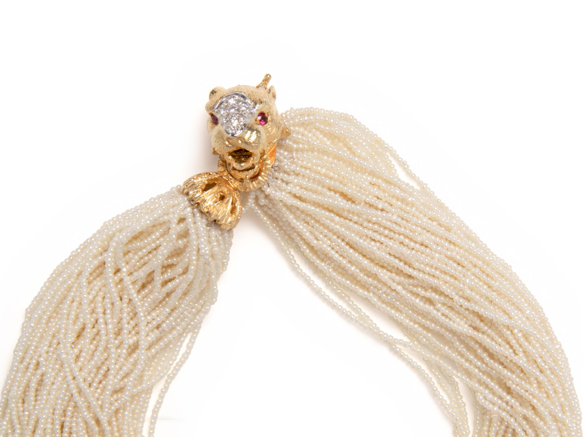YELLOW GOLD AND SEED PEARL TORSADE NECKLACE