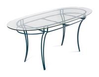 A Painted Iron Glass-Top Table and Chairs in the Style of Rene Prou