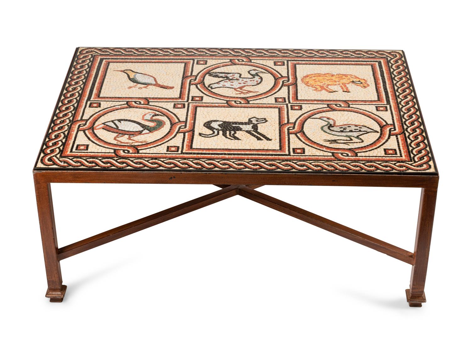 A Roman Style Mosaic Inset Low Table