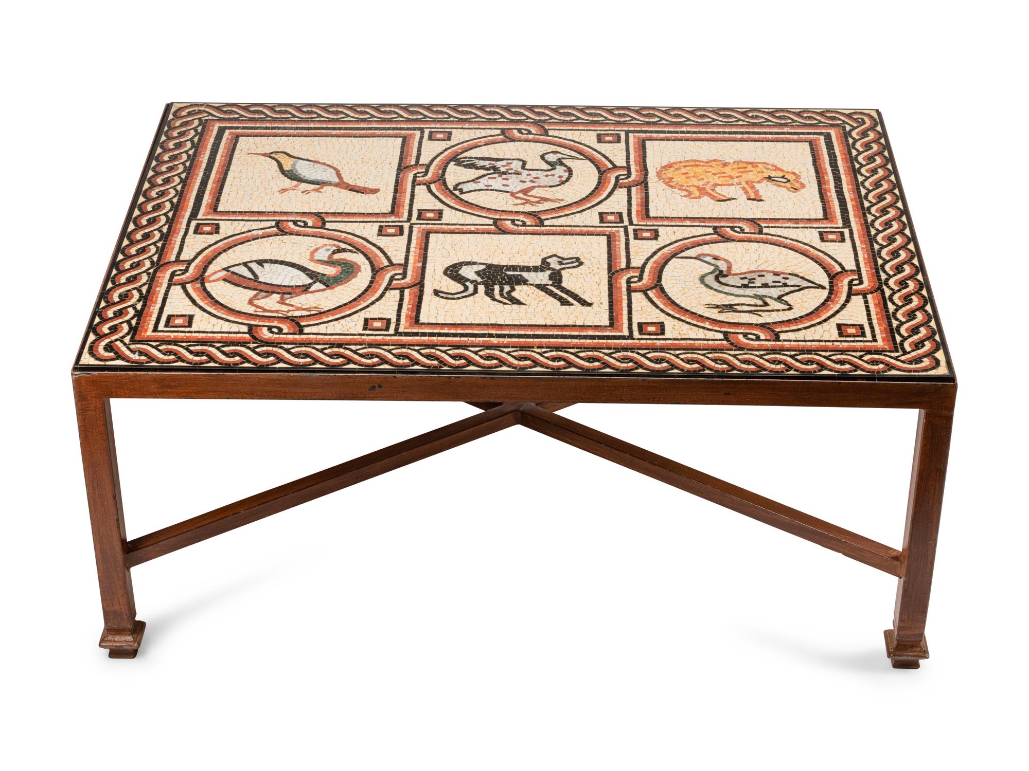 A Roman Style Mosaic Inset Low Table