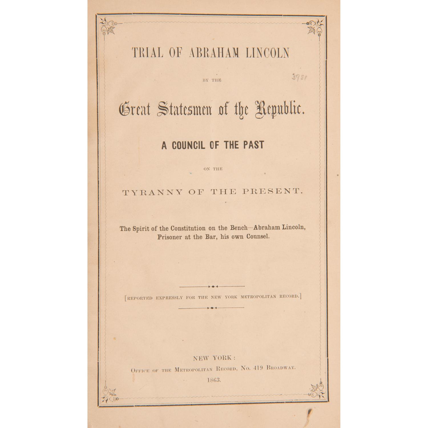 Abraham Lincoln, Five Civil War-Period Titles and Imprints, Plus