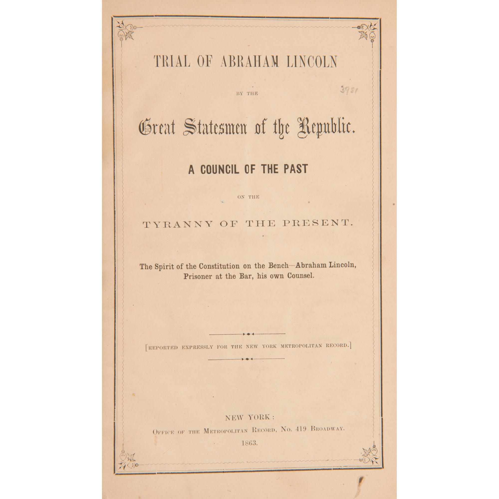 Abraham Lincoln, Five Civil War-Period Titles and Imprints, Plus
