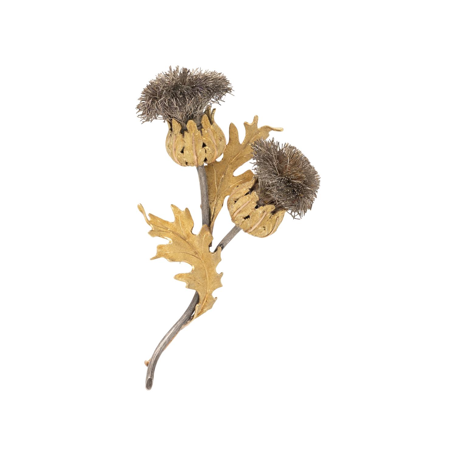 BUCCELLATI, BICOLOR GOLD AND SILVER THISTLE BROOCH