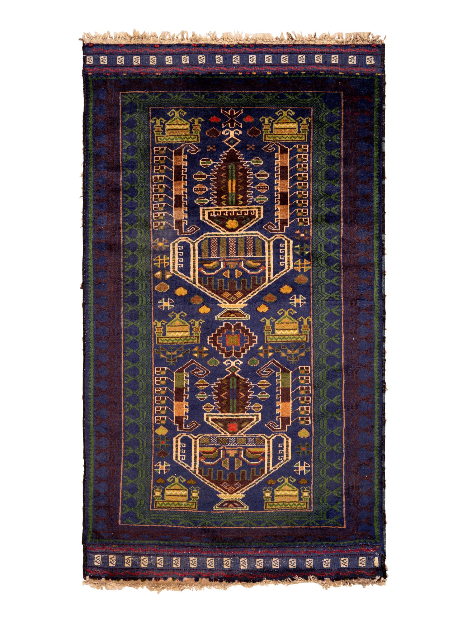 Four Turkish Wool Mats and a Baluch Design Wool Mat