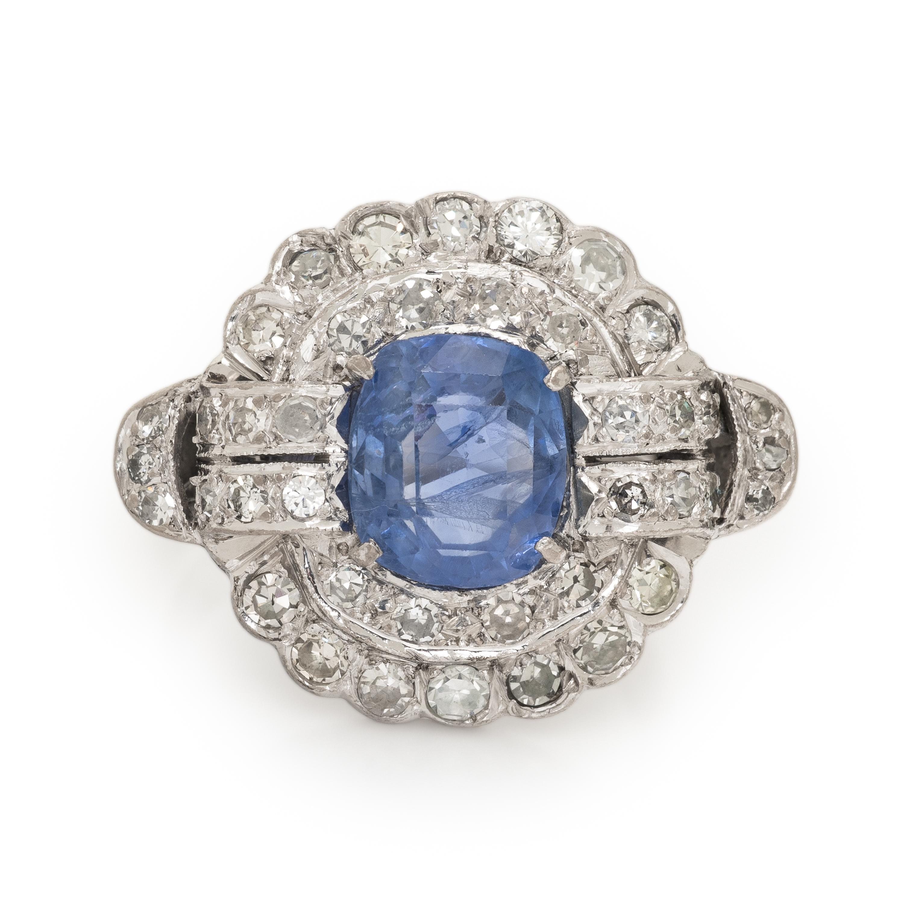 Art Deco, Sapphire and Diamond Ring