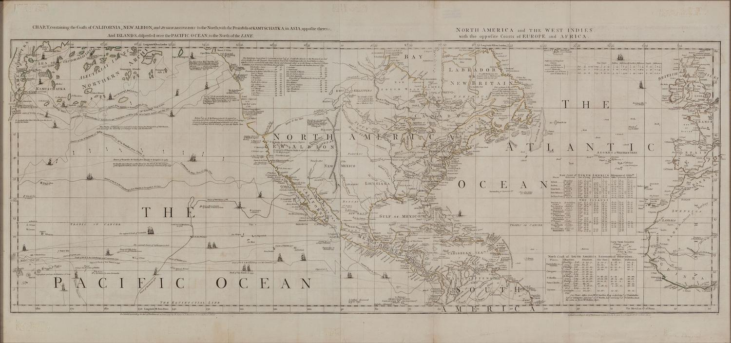 JEFFERYS, Thomas (c. 1719-1771). [Sheets 3 & 4 from:] A Chart of North and South America... . London: Robert Sayer & John Bennett, ca 1775.