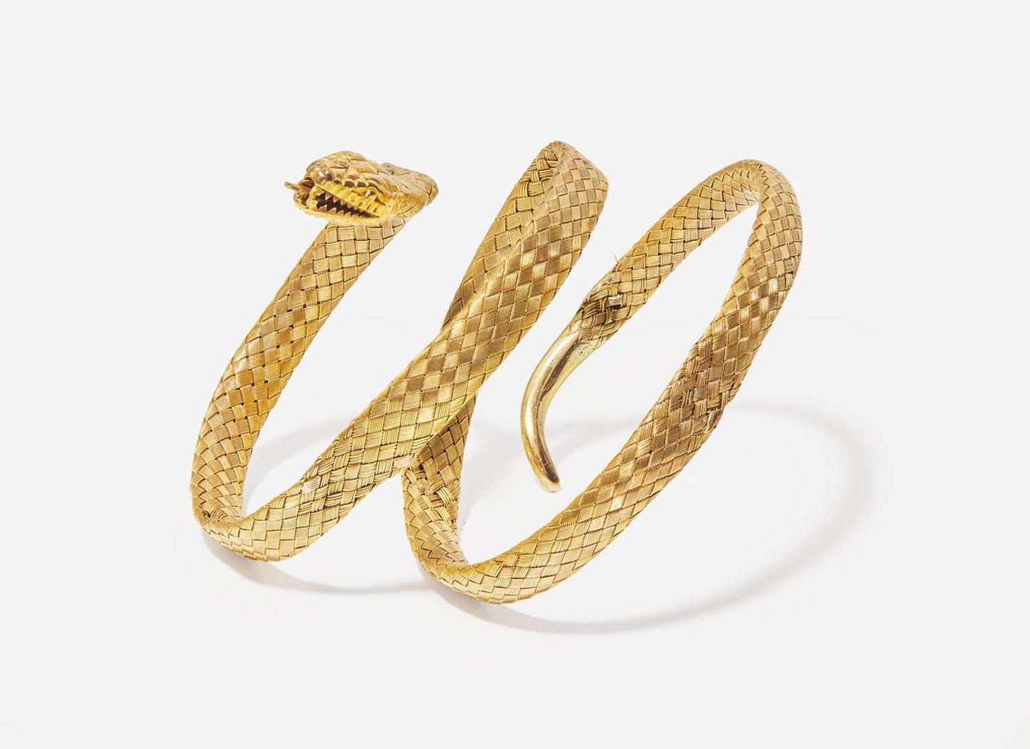 An 18K Yellow Gold Snake Bracelet