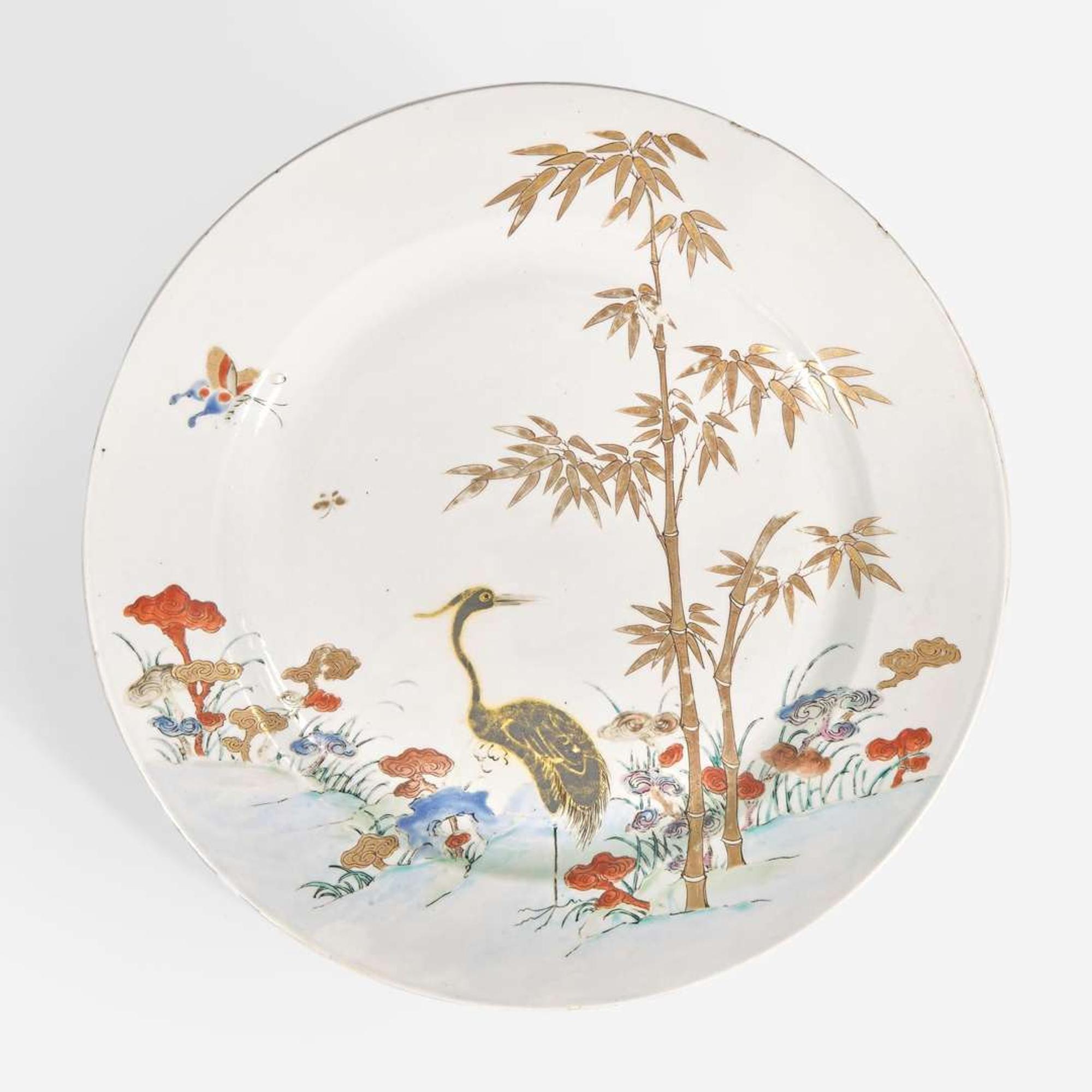 A Chinese Export porcelain "Heron, Bamboo and Lingzhi" charger 外销瓷大盘 18th century ????
