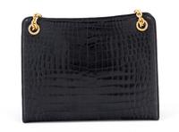 A Gucci Black Crocodile Handbag, 9.5" x 7.5" x 2.5"; Strap drop: 5.5".