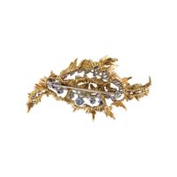 DIAMOND AND SAPPHIRE BROOCH WITH YELLOW GOLD JACKET