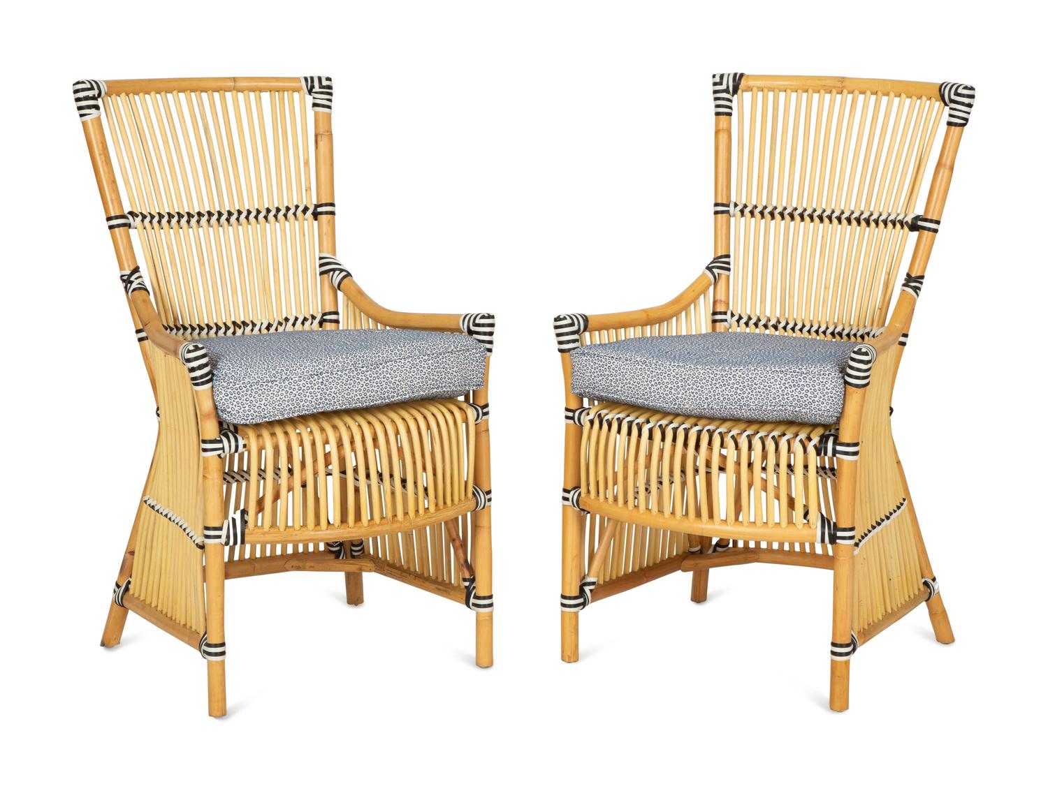 A Pair of Contemporary Rattan Armchairs