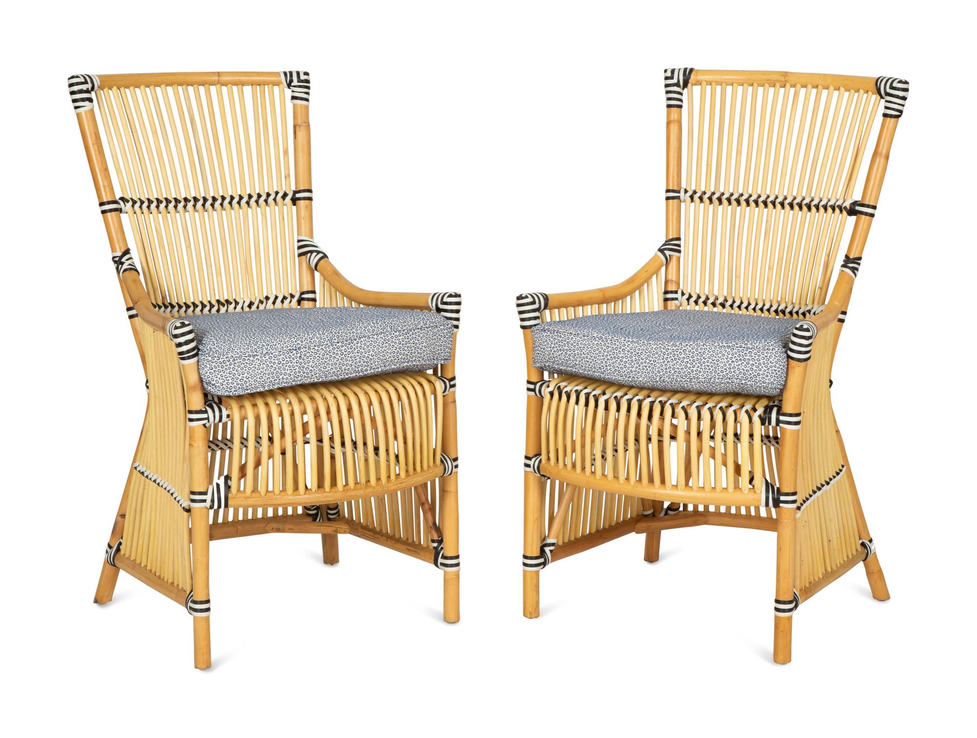 A Pair of Contemporary Rattan Armchairs