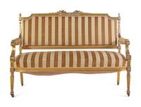 A Louis XVI Style Carved Giltwood Settee and Fauteuil