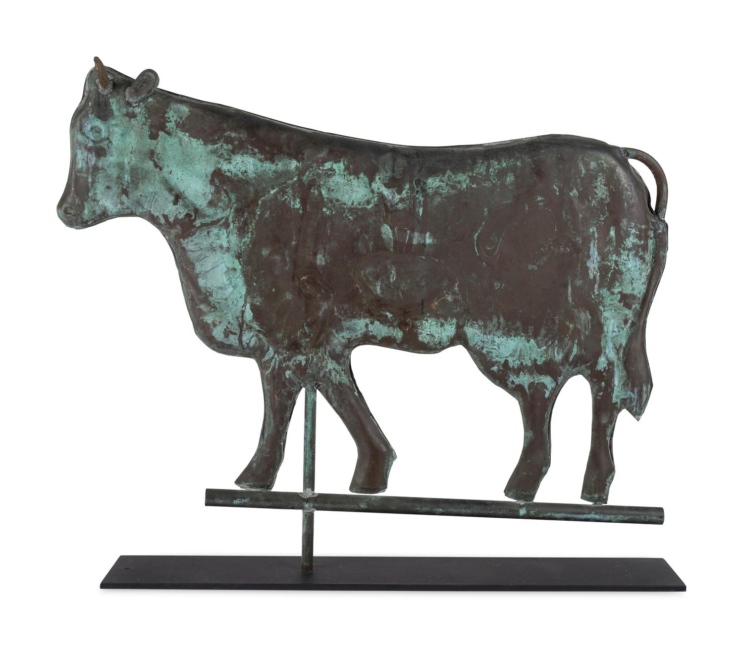A Molded Copper Cow-Form Weathervane