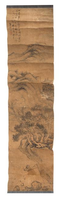 Three Ink and Color Paintings on Paper Scrolls