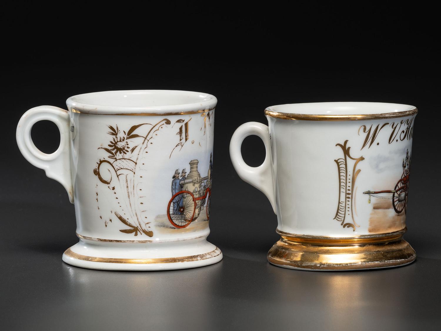 Two Fireman's Occupational Shaving Mugs