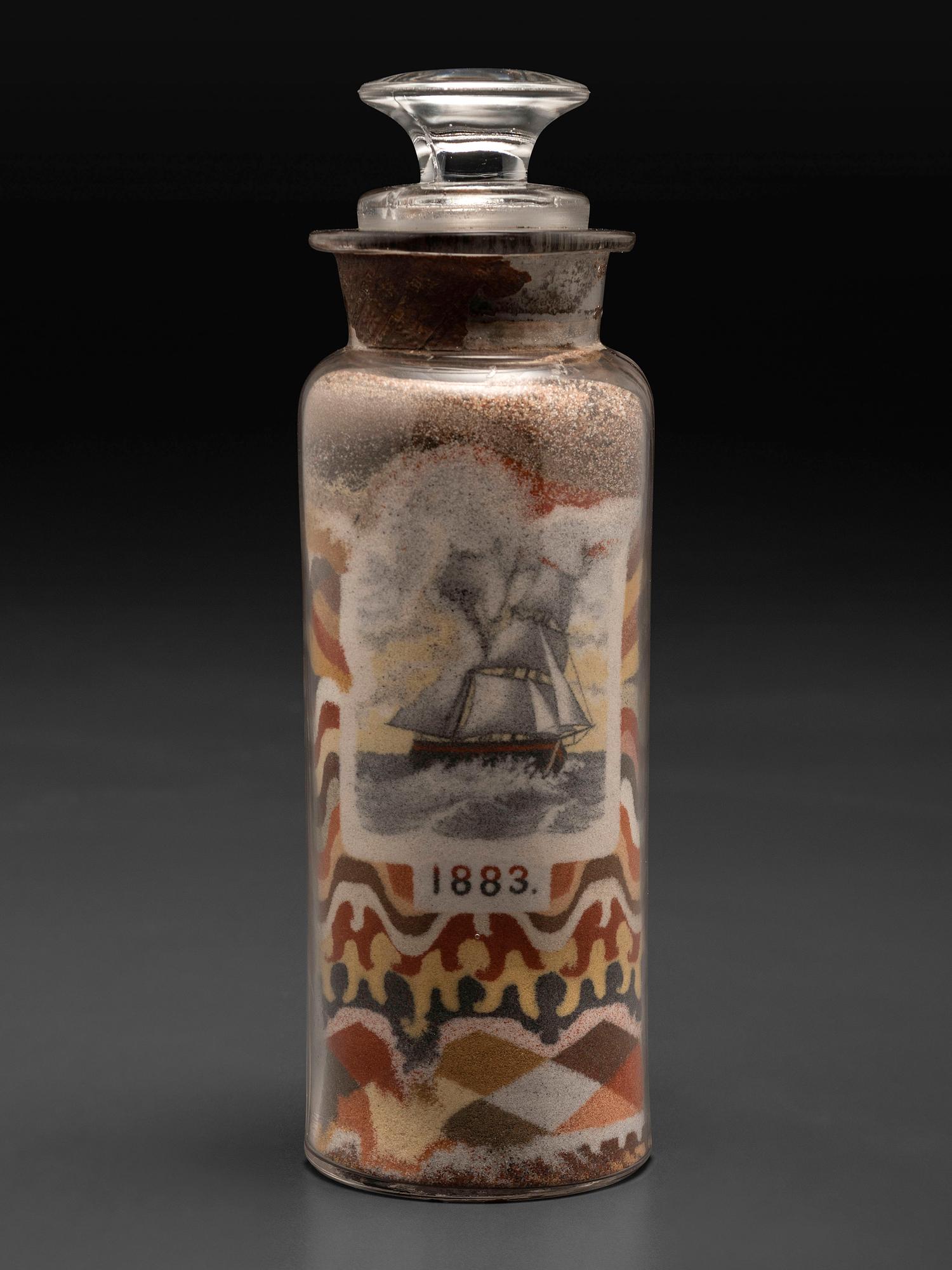 A Pair of Andrew Clemens (American, 1857-1894) 'Sweetheart' Sand Bottles