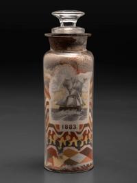 A Pair of Andrew Clemens (American, 1857-1894) 'Sweetheart' Sand Bottles