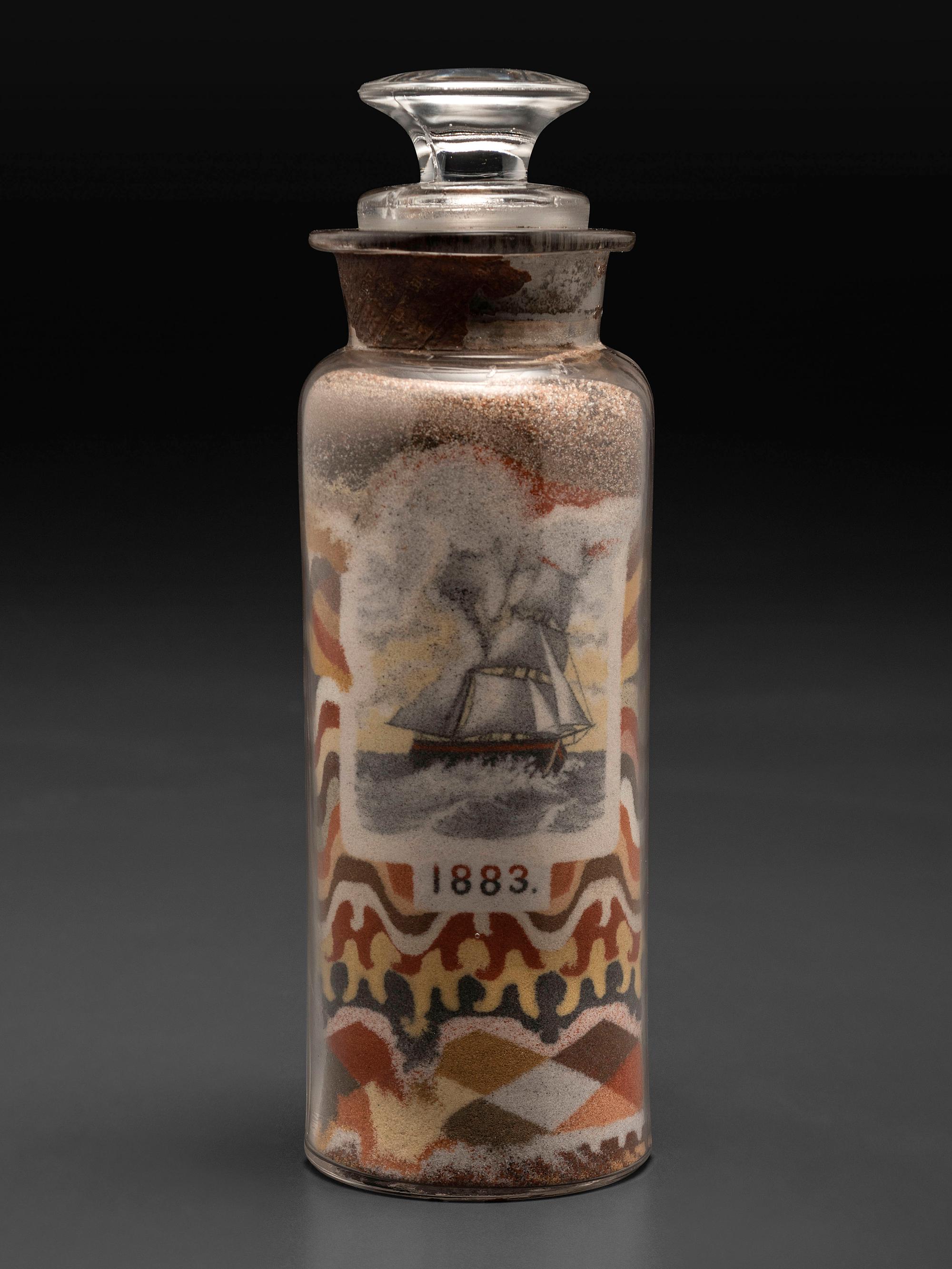 A Pair of Andrew Clemens (American, 1857-1894) 'Sweetheart' Sand Bottles