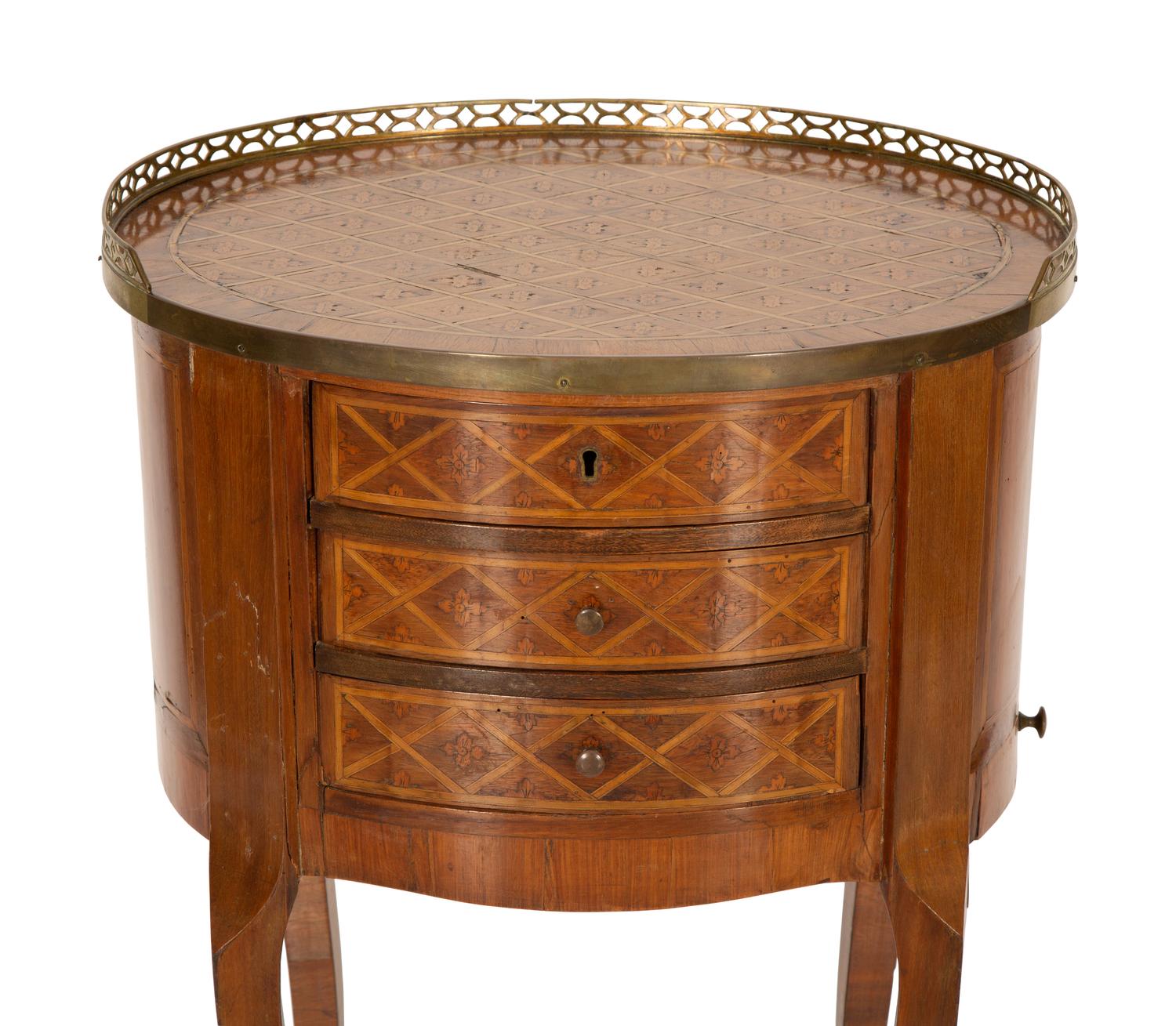 A Louis XV Style Parquetry Side Table with a Secret Side Drawer