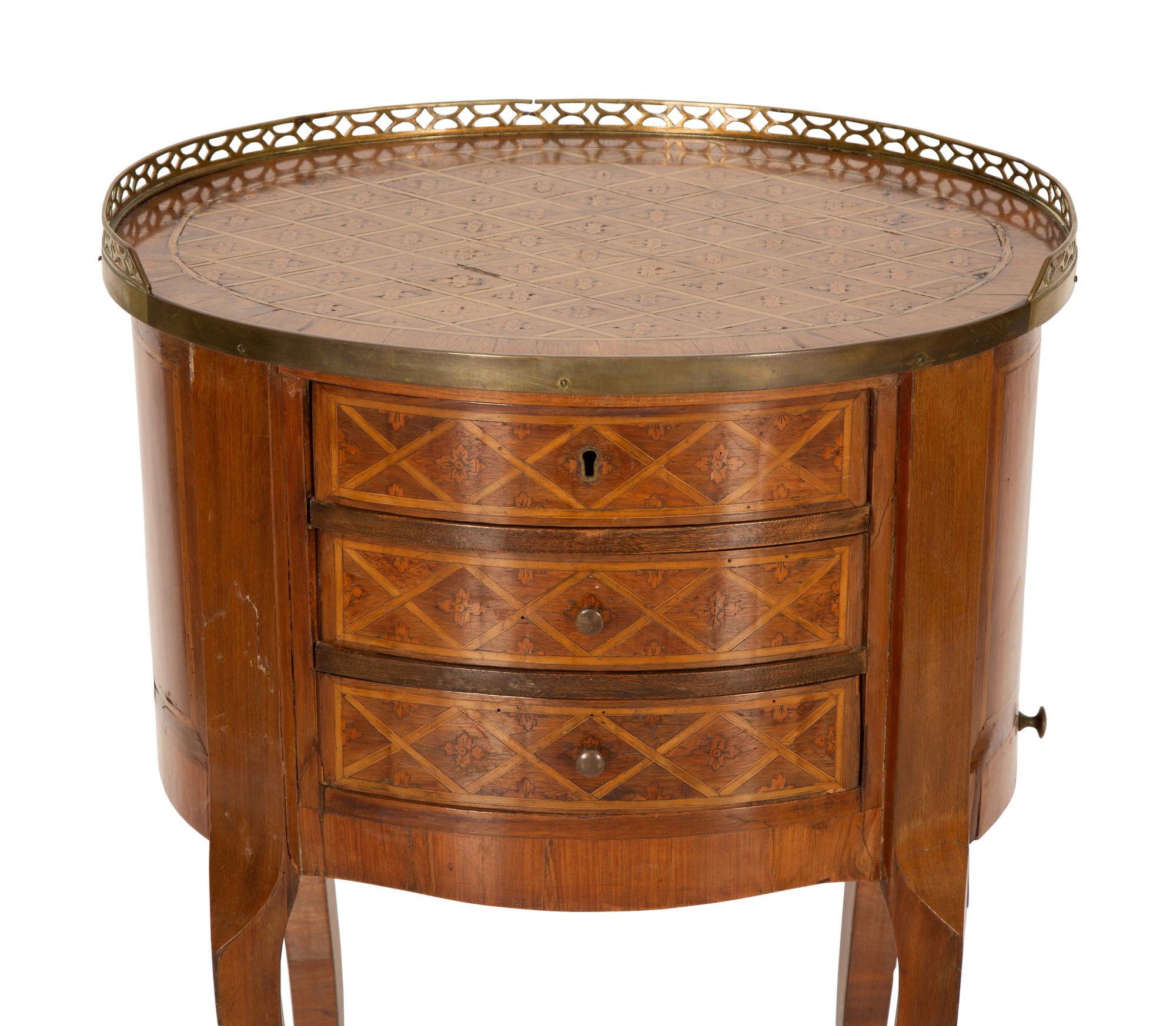 A Louis XV Style Parquetry Side Table with a Secret Side Drawer